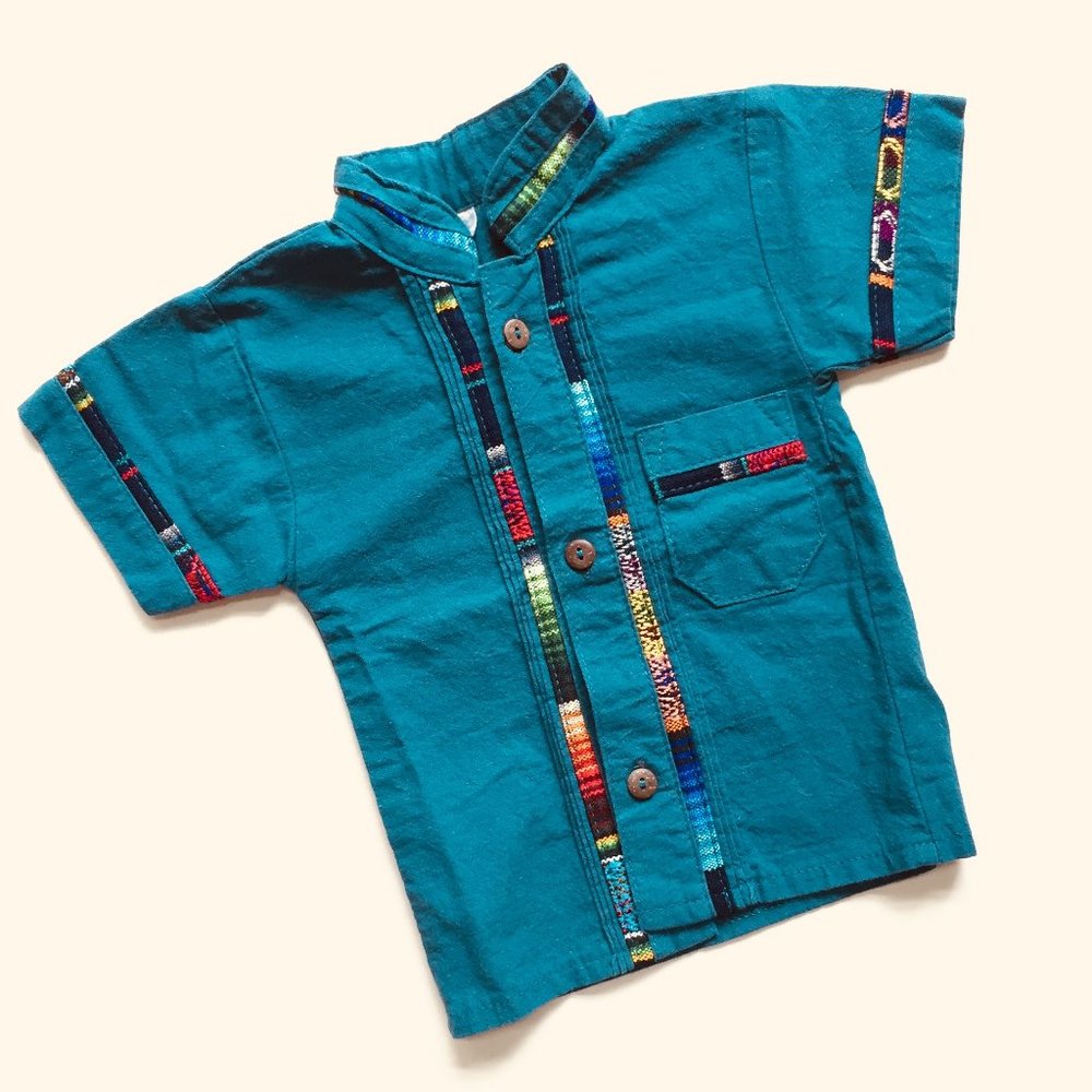 Teal 9m Short Sleeve Woven Button Down